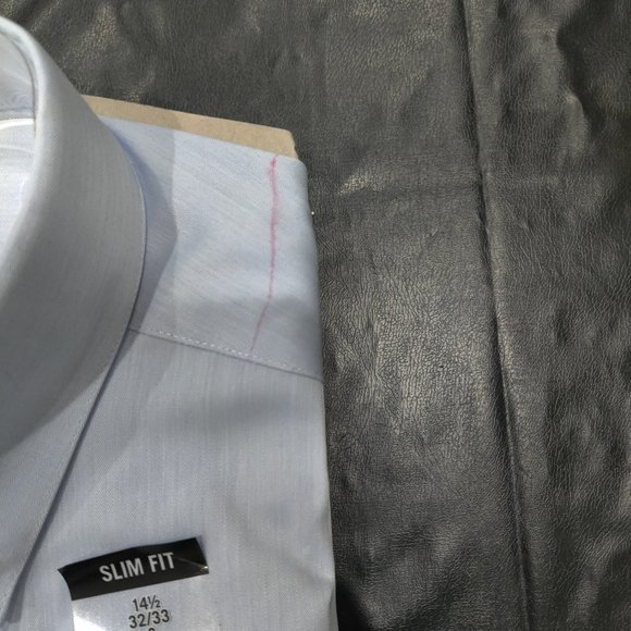 SOILED Calvin Klein Mens Slim Fit Herringbone Dress Blue Sz 14.5 32/33 $75 2A147 - Picture 3 of 3